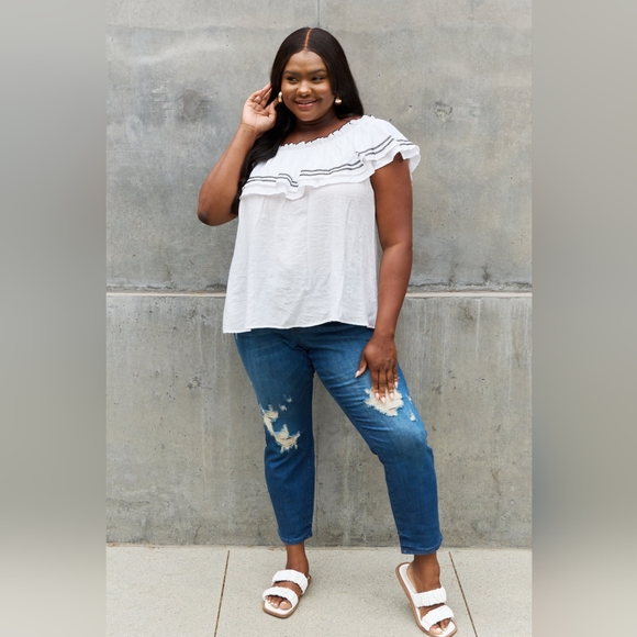 ODDI Designer Full Size Off The Shoulder Ruffle Blouse SALE!! 20% OFF - Picture 9 of 11